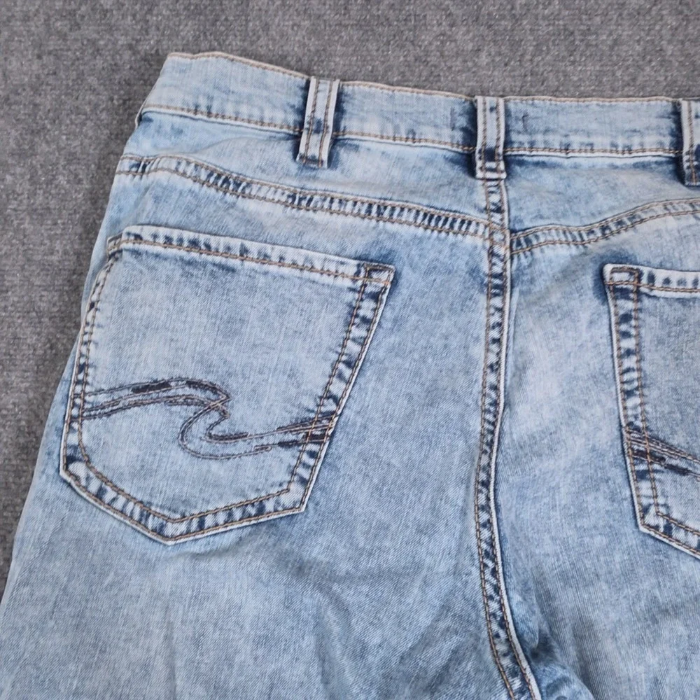 Silver Jeans Co Grayson Jeans Mens 36x30 Light Blue Acid Wash Straight